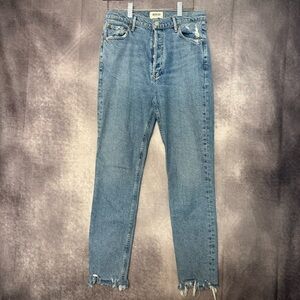 Agolde Nico High Rise Slim‎ Button Fly Frayed Jeans Women Size 28.